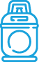Blue line icon of a propane tank cylinder, representing portable fuel storage.